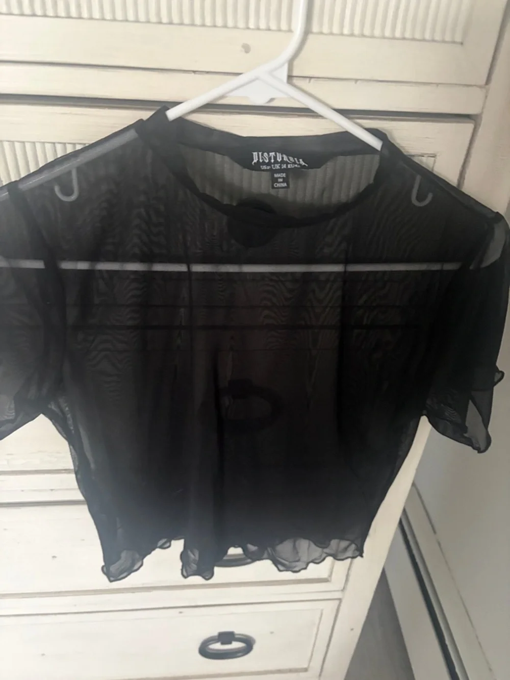 Sheer Black Mesh Short Sleeve Top - Picture 8 of 9
